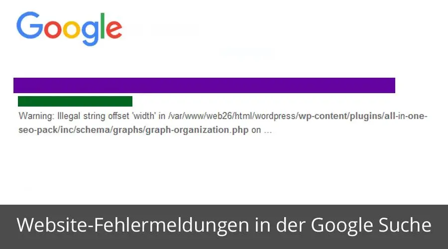 Website Fehlermeldungen in der Google Suche